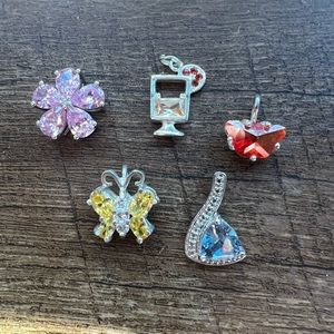 Set of (5) vintage sterling silver cubic zirconia pendants